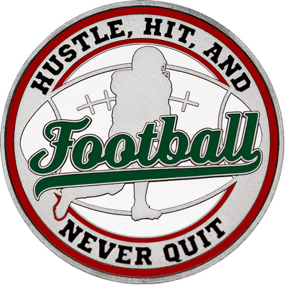 Dark Green "Football" with Maroon Outer Circular Borders